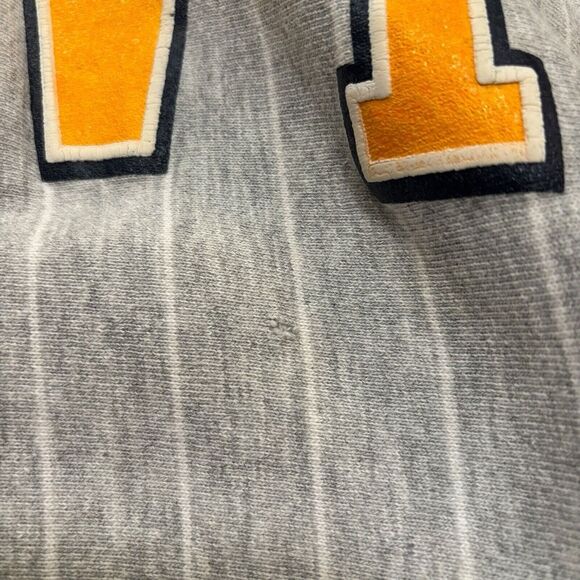 Vintage NAVY MVP Pro Weave Gray Striped Sweatshirt Size Large - Picture 4 of 6